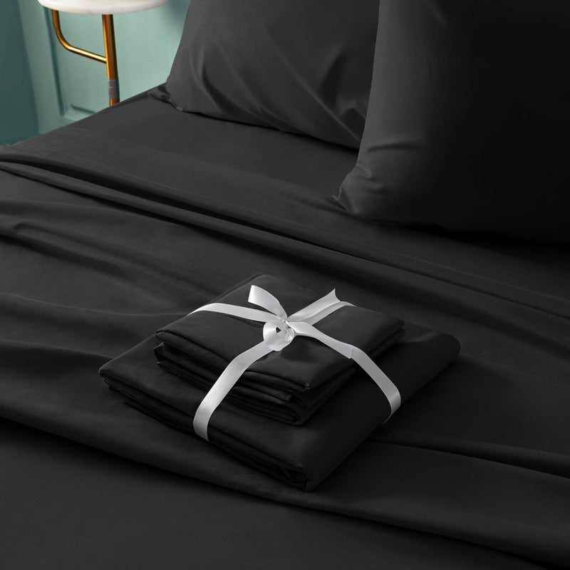 BYSURE 6 Pieces Bed Sheets Set(King, Black) - 1800 Thread Count Super Soft 100% Microfiber Sheets with Deep Pockets, Wrinkle & Fade Resistant Bedding - Image 4